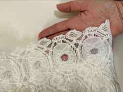 Banana Republic Off White Cotton Eyelet Embroidere Lace Fabric -1.5 yards remnan