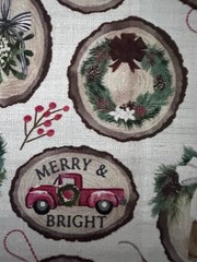 Christmas Holiday Theme Ornaments Wood-Cut Miniatures Fabric FAT QUARTER, FAT 8