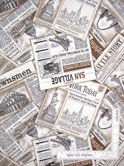 Cityscapes Newspaper Sepia Travel Cotton Fabric Paintbrush Studio By The Yard