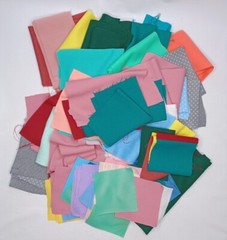 Vintage Scrap Fabric Pieces Various Colors Polyester 1 Pound Lot Destash
