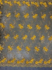 Ryleigh BRIGHT YELLOW 3D Floral Embroidery with Foil & Sequins on Mesh Lace Fab