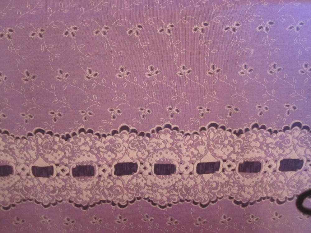 Cotton Fabric Light Purple with Single Border White Floral BTY X 44