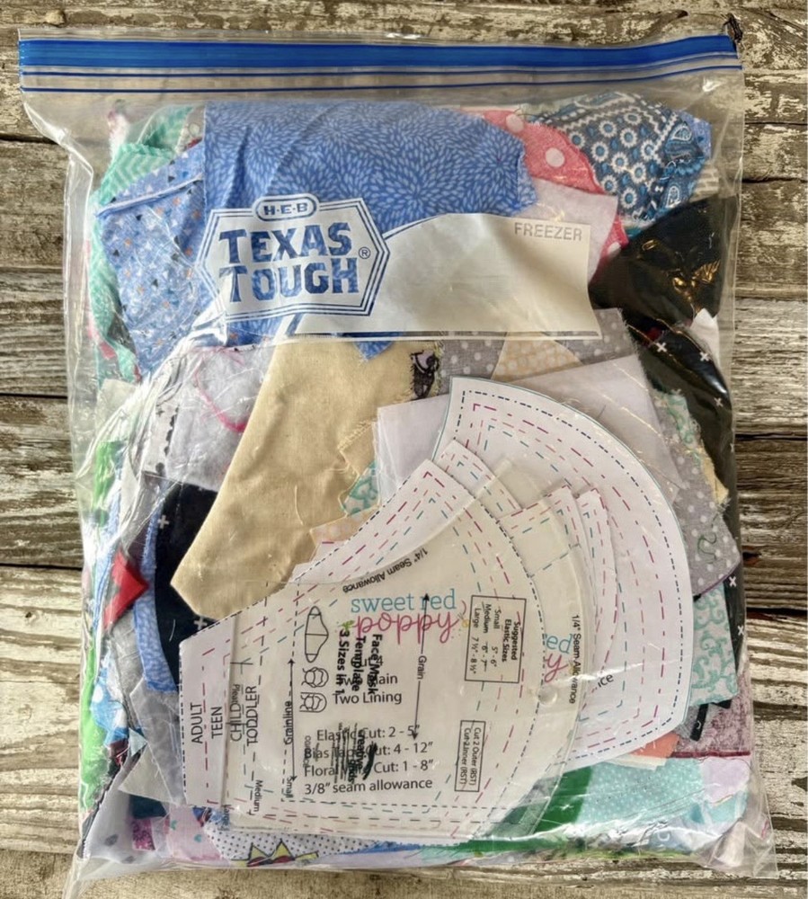 Precut Face Mask Fabric Lot Remnants Sewing Scraps Patterns Reusable Template