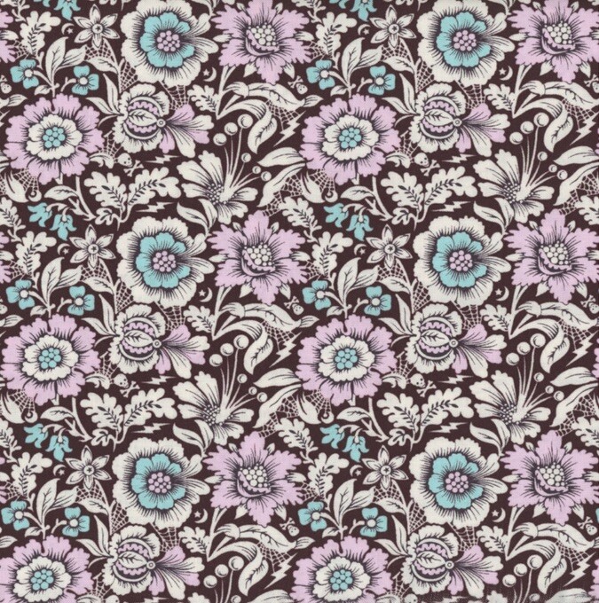 NEW TULA PINK NIGHTSHADE DEJA VU Mini Spider Bloom Neri HALLOWEEN FABRIC 1/2 YD
