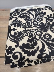 Waverly Essence Gray Off White Damask Upholstery Fabric 4 yards