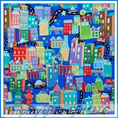 BonEful Fabric FQ Cotton Quilt Blue Red New Boy City Car Truck Road Map Route 66