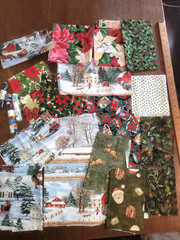 2 lb lot Christmas Fabric Cotton Quilt Remnants Pre-Cut pieces Designer