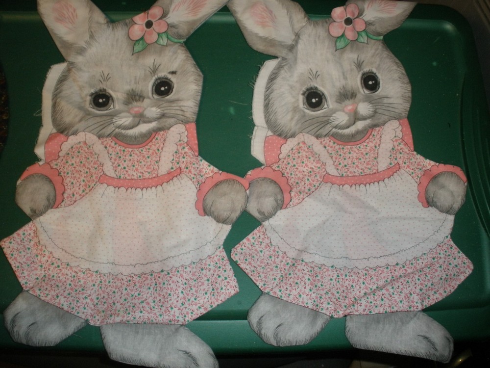 Lot of 2 Bunny Rabbit Cut & Sew Pillow Doll Ready to Stuff & Complete (SU161)