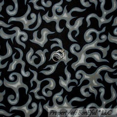 BonEful Fabric FQ Cotton Quilt Black Gray FIRE Man Flame Harley Motorcycle Cook