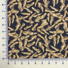 Shoes Boots Cotton Fabric BTY Old Fashioned Navy Blue Beige OOP HTF Rare Unique