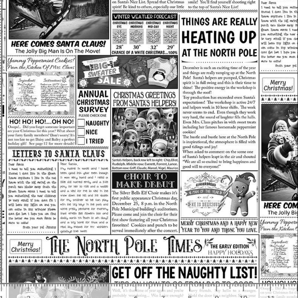 The North Pole Times Newspaper-Timeless Treasures-BTY-Christmas Eve