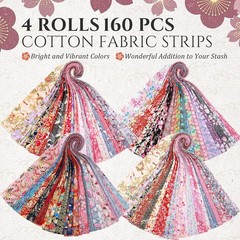 Japanese Style 160pc Cotton Fabric 2.44″x39″ Quilting Rolls – Quality Crafting