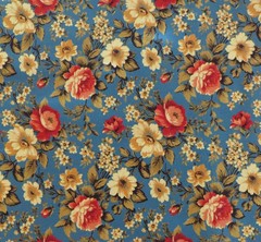 By The Yard ~ Flowers On Blue, Digital Cotton $3.99 Ships ANY Amount Of Fabric
