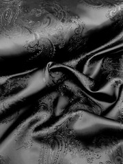 Paisley Woven Brocade NON STATIC Viscose Satin Feel Shiny 58″W Fabric – Black