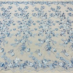 3D Floral Lace Fabric by Yard – Luxury Embroidered Bridal Mesh Material VT-35