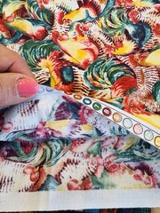 PACKED Red Yellow Plum Green Rooster Chicken Cotton Fabric quilt sew craft BTHY