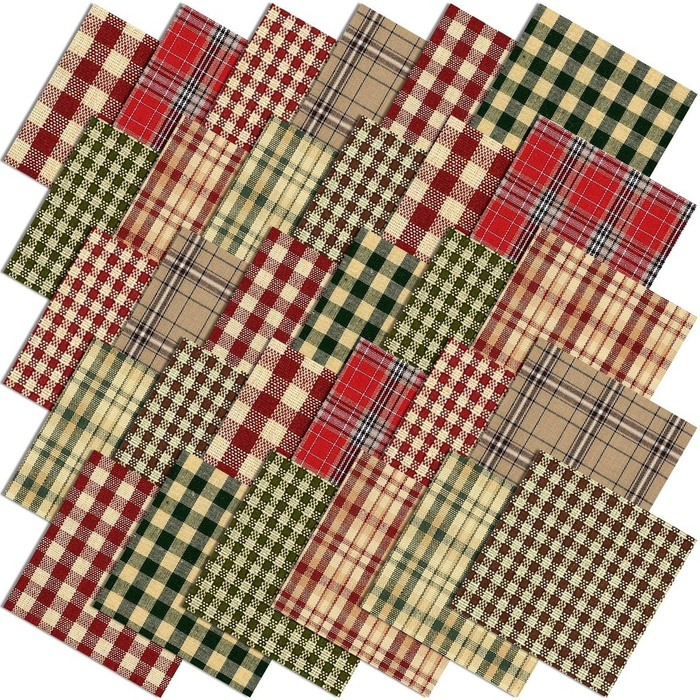 60 Pcs 10 x 10 Inch Vintage Plaid Quilting Fabric Squares Homespun Gingham Fabri