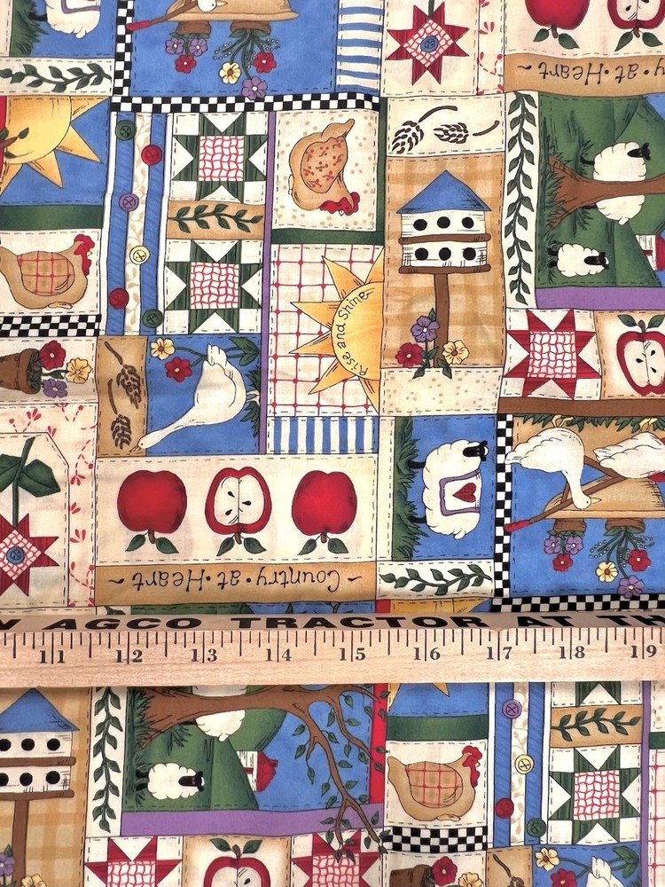 Country At Heart Patchwork Apple Cotton Fabric Leslie Beck Cranston -by 1/2 YARD
