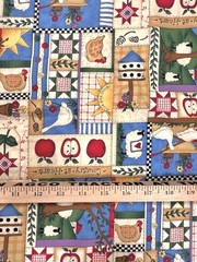 Country At Heart Patchwork Apple Cotton Fabric Leslie Beck Cranston -by 1/2 YARD