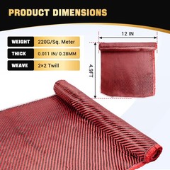 4.9ft x 12″ Carbon Fiber Cloth Roll, 2 x 2 Twill Weave 3k/220g High Strength …