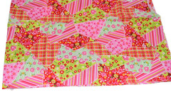 Vintage Jo-Ann Pink Red Green Floral Cotton Blend Fabric 26″ Wide x 1 Yd 2″
