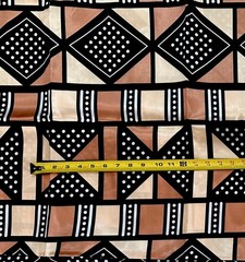 African Print, Satin Fabric – Black, Brown “Soro Soke”, Per Yard or Wholesale