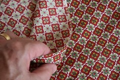 By 1/2 Yd, 36″ Wide, Vintage 1940’s-60’s, Red Green Yellow Floral on White,N1623