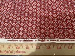 Moda Cotton Fabric “Countdown to Christmas” Red with White Snowflakes 2.0 Yards