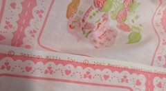 80’s Strawberry Shortcake Pink Squares Fabric Rare 64″x44″ 87 + Squares