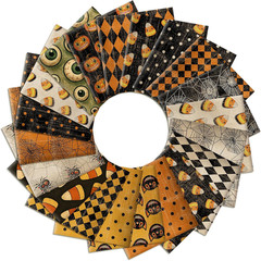 Halloween Fabric Bundle 10×10 Inches Polyester Cotton Quilt Squares 20 Pieces