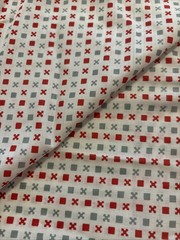 VTG Cotton Fabric Klopman Mills Red Gray Geometric 2.5 yds x 44″ 1970s NEW