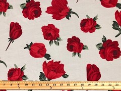 Liverpool Fabric-Ivory Red Roses-LVPR334-Sold by the Yard