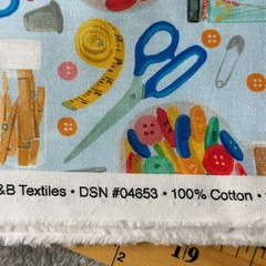 Sewing Notions Quilting Cotton Fabric 3 Yards 44” Wide Buttons Scissors Craft