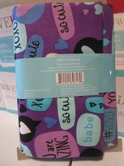 WAVERLY ONE YARD CUT – PURPLE TEXT- HEARTS PRINT FABRIC