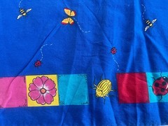 2.33Y Fabric Traditions 1996 Picket Fence Butterfly Ladybug Daisy Bee #2565 VTG