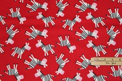 Red Zebra Print In the Jungle Cotton Fabric 1/2 Yard #9241