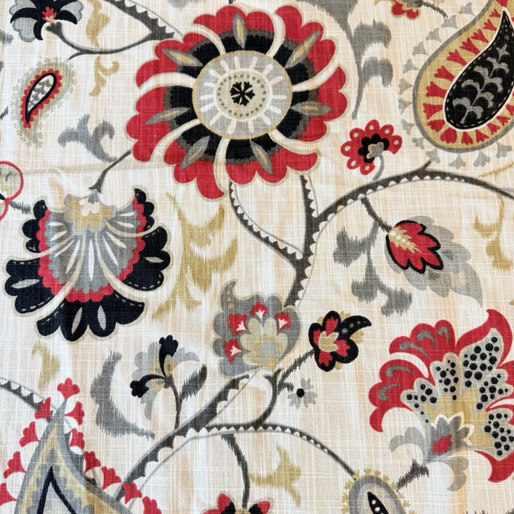 Waverly Siren Song Cotton Slub Red Jacobean Floral Paisley Vine Fabric 24×55