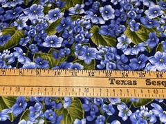 By 1/2 Yd “La Vie En Rose” Small Violets Blue & Green by Avlyn Fabric BTHY
