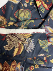 Jay Yang Design Floral Jacobean Upholstery Cotton Fabric 54″ X 162″ Navy Blue