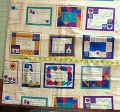 1 panel Vtg Cotton Fabric by Fabric Traditions, Quilt Labels for Handmade Items