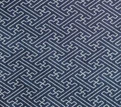 Navy Blue Japanese Cotton Shirting w/ Silver Eternity/Family Prosperity Print