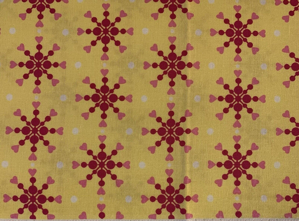 “Hugs & Kisses” Fabric By Linda Lum DeBono For Henry Glass Snowflake Hearts 1+Yd