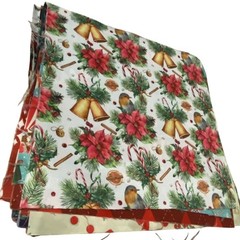 Christmas Holiday Fabric Squares Novelty Classic Prints 9.75″ Sewing Quilting