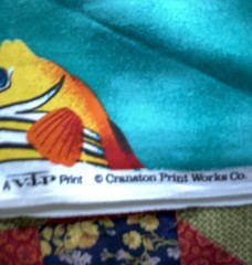 Turquoise Larger Fish Print Cotton Fabric 45” wide. Suitable for quilting.