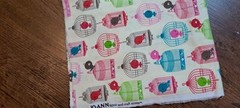 Soft Brushed Novelty Print Fabric Cartoon Bird Cages Birds 1yd 44″ Wide Sewing