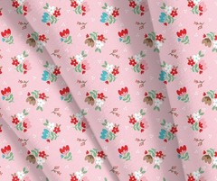 Whimsical Woodland Floral Pink Fabric C17642 Tasha Noel By half yd cont cuts