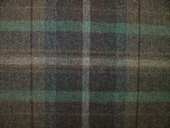 100% Shetland Wool Brown Teal Blue Tartan Upholstery Curtain Cushion Fabric