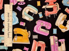 RJR Lil’ Miss Sew & Sew Machines Thread Spools Dan Morris Cotton Fabric YARD