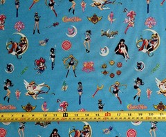 SAILORMOON BLUE ANIME 1 YARD FABRIC ( 36″ X 58″ ) BRAND NEW