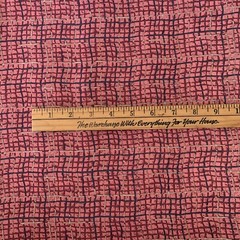 Vintage Dark Pink Tan Blue Polyester Geometric Pattern Fabric 2.5 Yards 60”x108”